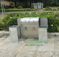 戶外推蓋不鏽鋼園林垃圾桶