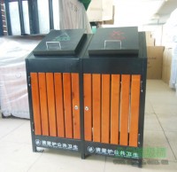 戶外環保鋼（gāng）木揭蓋（gài）式垃圾（jī）桶