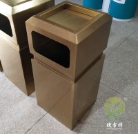 戶外電（diàn）鍍（dù）古銅色方形不鏽鋼垃圾桶