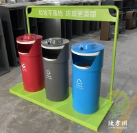 戶外圓柱形三分（fèn）類鋼板垃圾桶