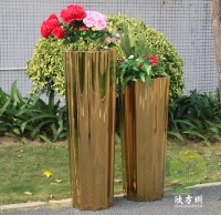 室內高瓶（píng）鏡麵鈦金不鏽（xiù）鋼（gāng）花盆組合