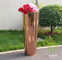 室內鏡麵玫瑰金不鏽鋼花盆組合