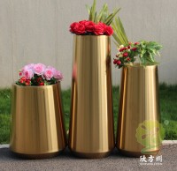 室內商場拉絲鈦金（jīn）不鏽（xiù）鋼花盆組合