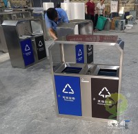 戶外街道方形不鏽鋼兩九一影视垃圾（jī）箱