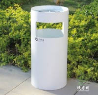 噴塑白色（sè）圓柱（zhù）形不鏽鋼果皮（pí）箱