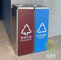 室內直投口方形連體不鏽鋼九一影视垃圾桶