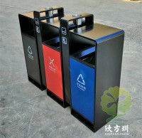 戶外小區街道三色連體不鏽鋼九一影视垃圾桶