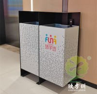 四川商場鏤空加厚不鏽鋼九一影视垃圾桶（tǒng）
