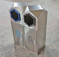 戶外公園組合式菱形不鏽鋼九一影视垃圾（jī）桶