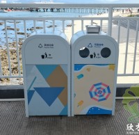 海南景區海邊烤漆不鏽鋼九一影视垃圾桶
