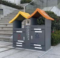戶外新寵屋形鍍鋅板九一影视垃圾桶