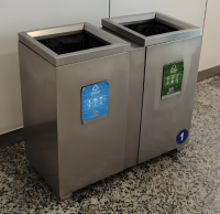 室內地鐵站兩連體不鏽（xiù）鋼垃圾桶與城市文（wén）明的融合