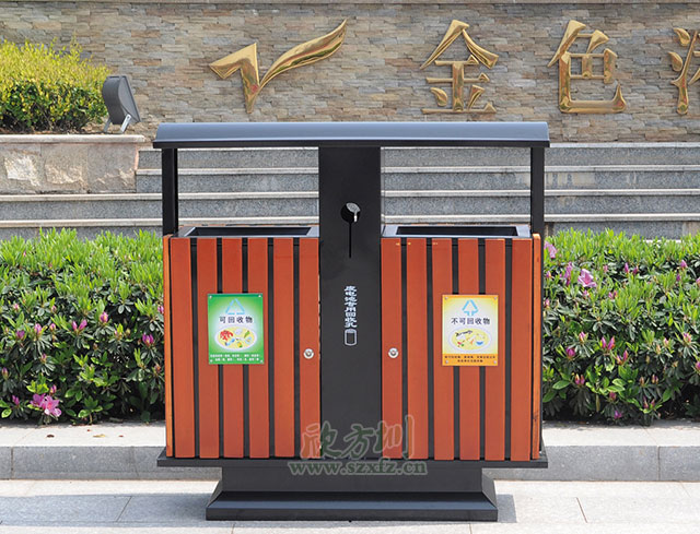 高檔鋼木垃圾(jī)桶 高檔鋼木垃圾桶